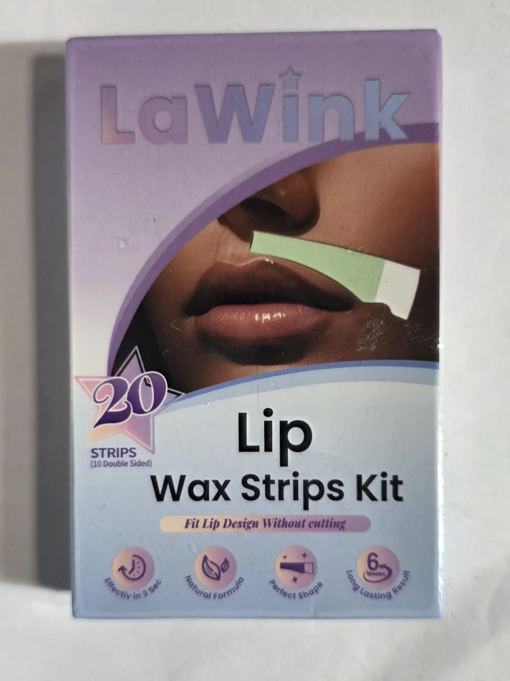 LAWINK 20pcs Upper Lip Wax Strips, Facial Wax Strips Kit with Calming Oil Wipes